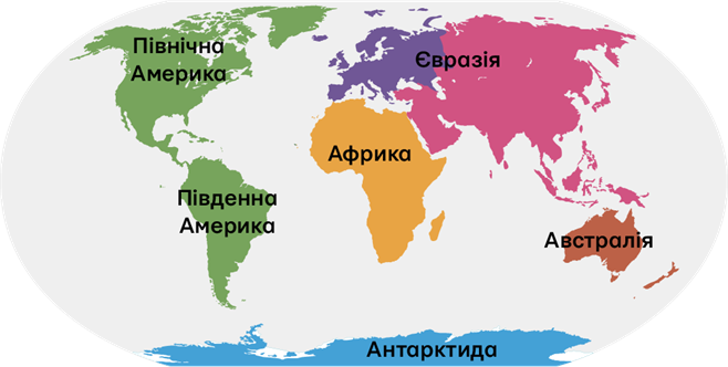 Материки та океани на герграфічній карті — урок. Я досліджую світ, 4 клас.